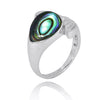 Sterling Silver Whale Tail Ring with Abalone Shell and White CZ