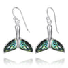 Sterling Silver Whale Tail with Abalone Shell French Wire Earrings