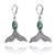 Sterling Silver Whale Tail with Abalone Shell Lever Back Earrings