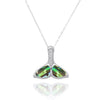 Sterling Silver Whale Tail with Abalonee and White CZ Pendant Necklace