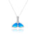 Sterling Silver Whale Tail with Blue Opal and White CZ Pendant Necklace