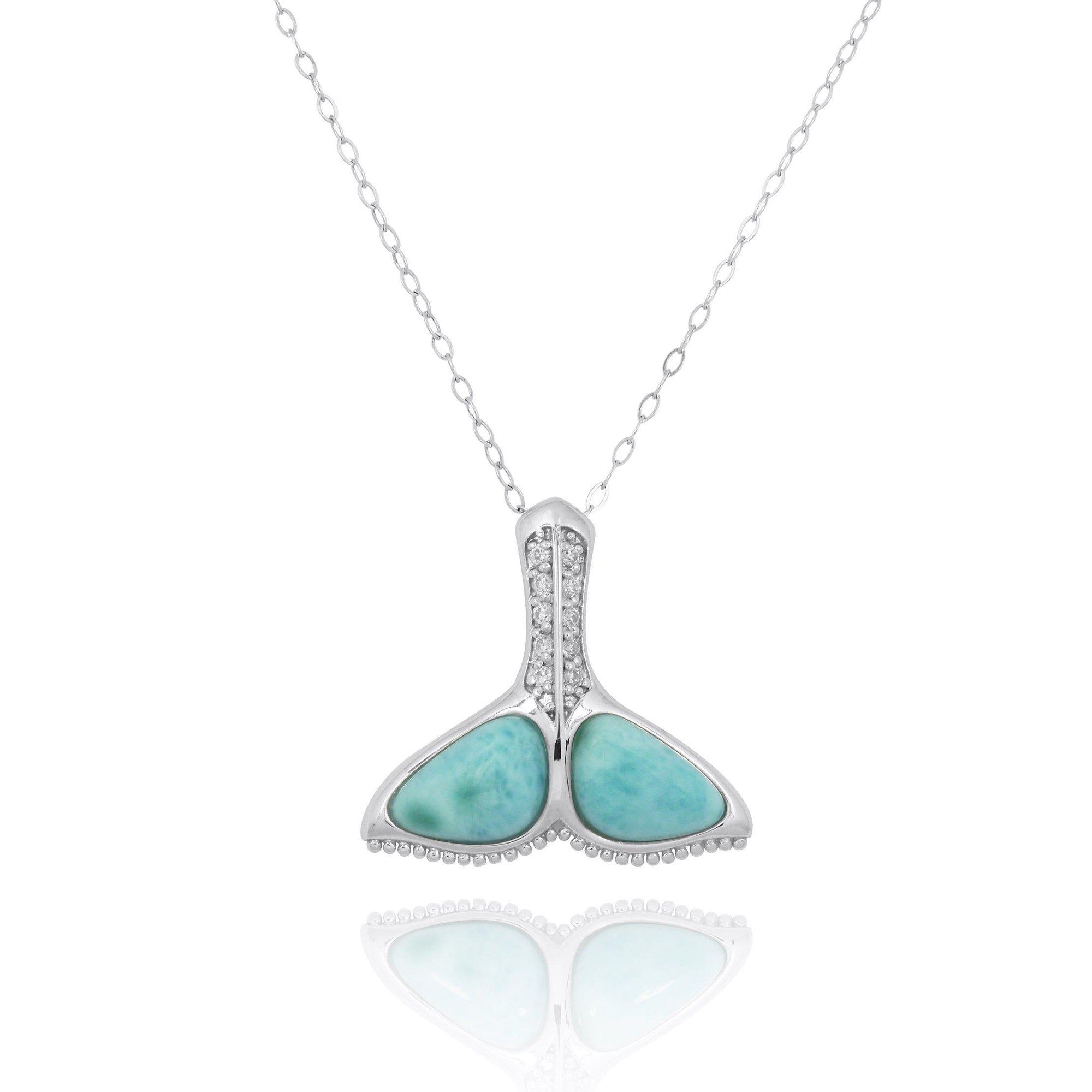 Whale Tail Necklace with Larimar