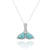 Sterling Silver Whale Tail Pendant Necklace with Larimar and White CZ