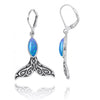 Whale Tail Earrings with Blue Opal