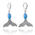 Whale Tail Earrings with Blue Opal