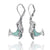 Sterling Silver Whale with Larimar, London Blue Topaz and Black Spinel Lever Back Earrings