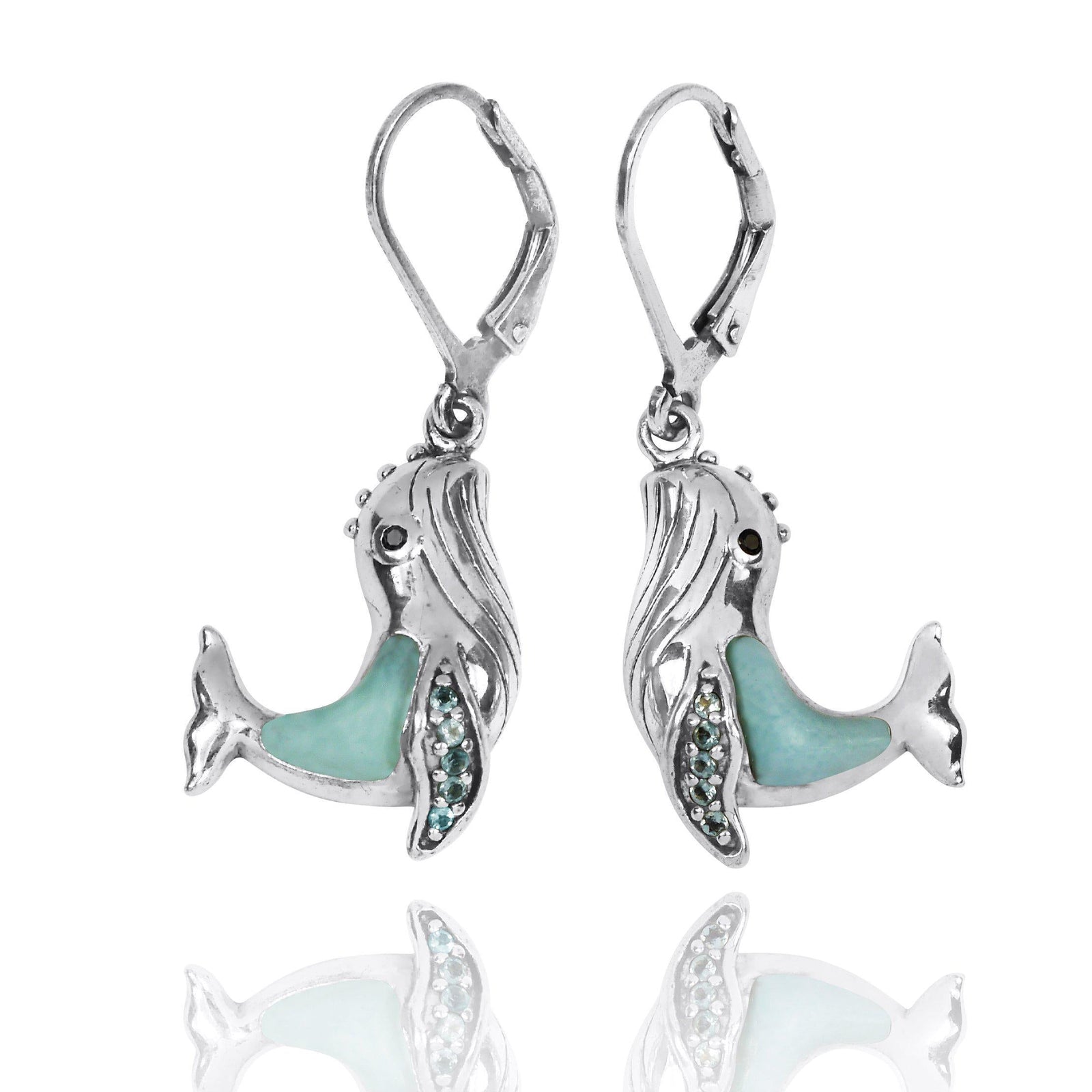 Caribbean Larimar Whale Earrings - Miami