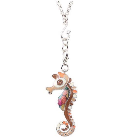 Sunny Seahorse - Enamel Pendant Necklace