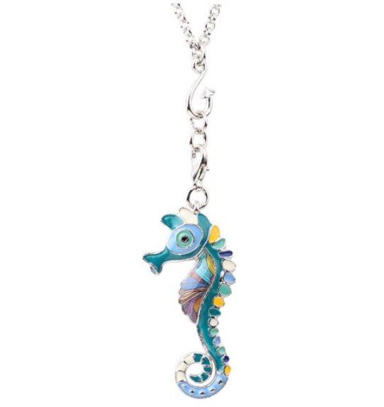 Sunny Seahorse - Enamel Pendant Necklace