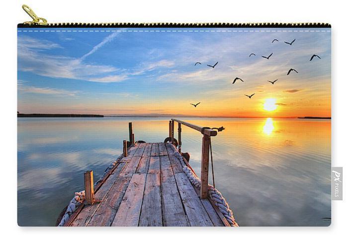 Sunset At The Jetty Beach Pouch