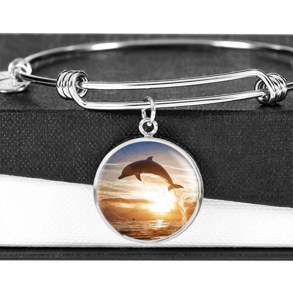 Sunset Dolphin Bangle Bracelet