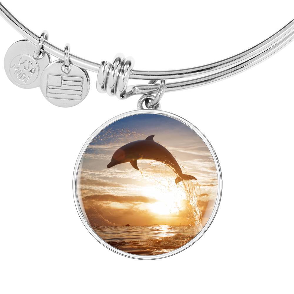Sunset Dolphin Bangle Bracelet