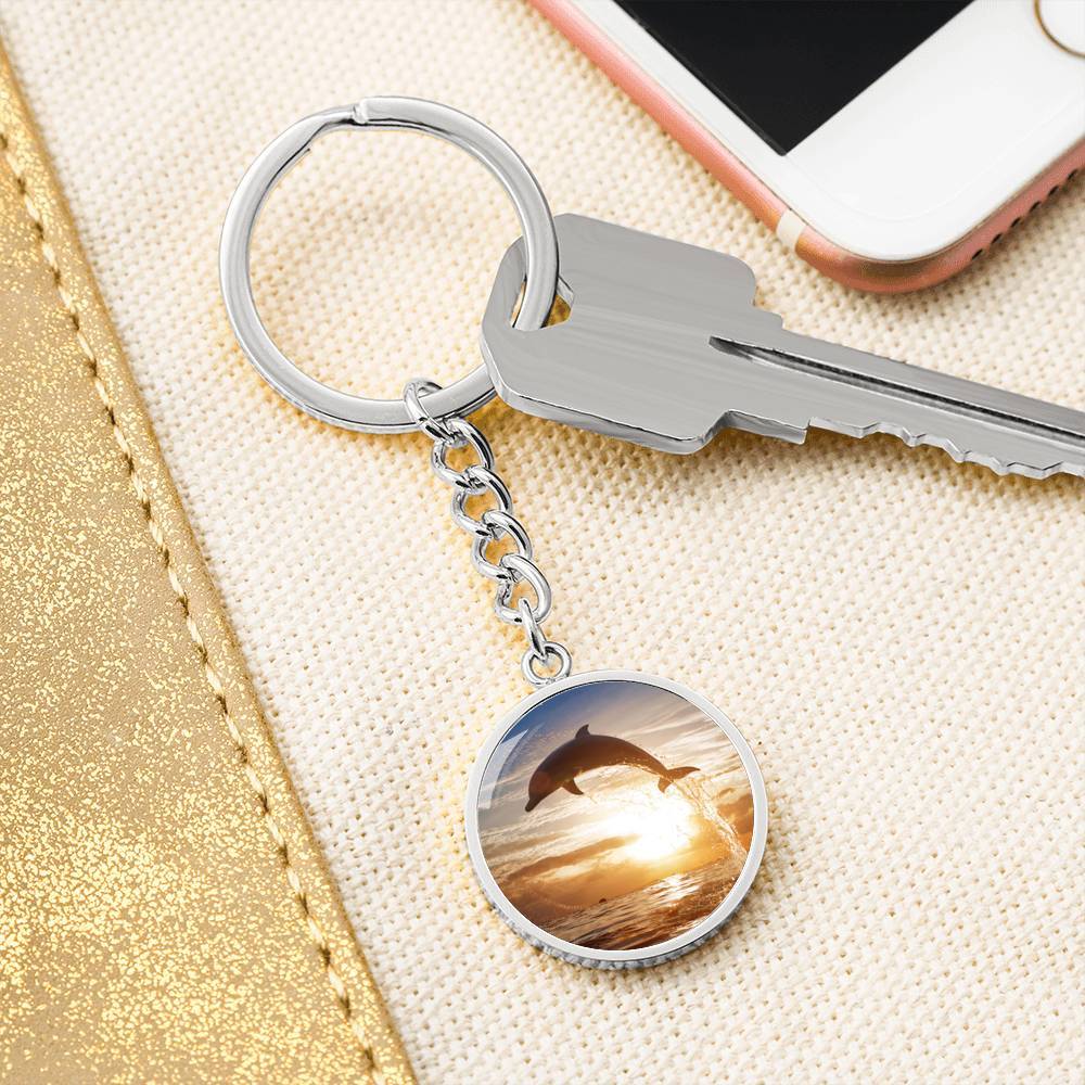 Sunset Dolphin Beachy Keychain