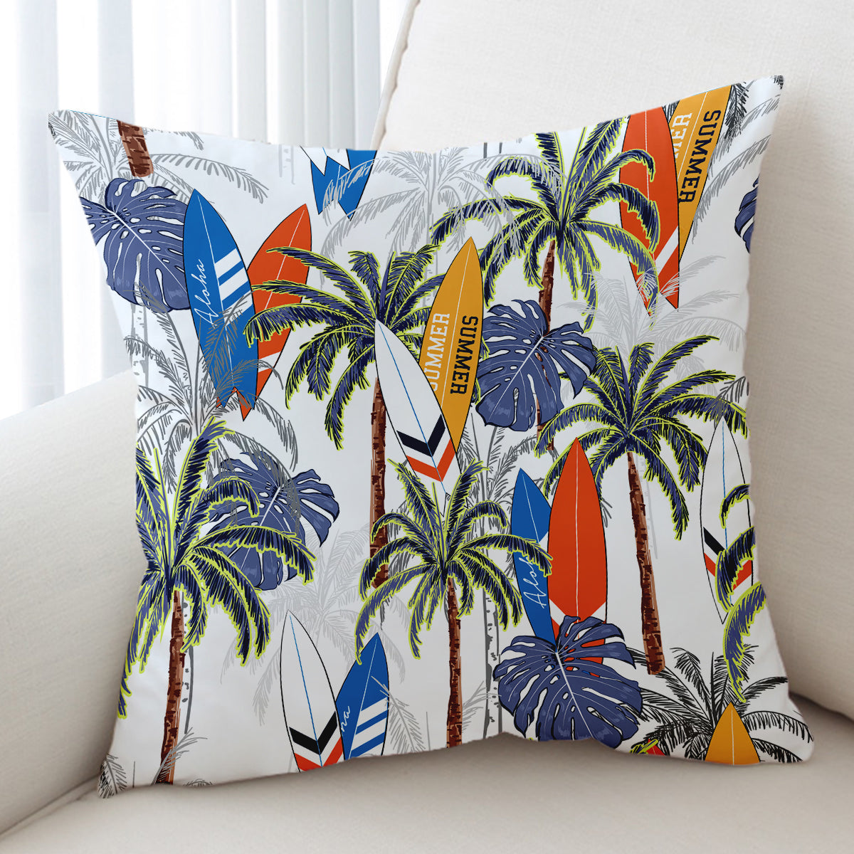 Tropical Surfer Pillow Cover