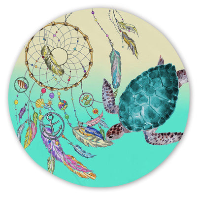The Dreamcatcher and Sea Turtle Round Sand-Free Towel