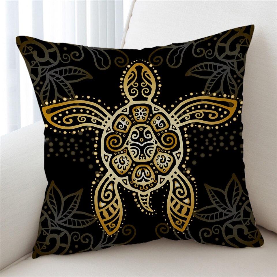 The Golden Sea Turtle Pillow Cover