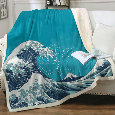 The Great Wave Soft Sherpa Blanket