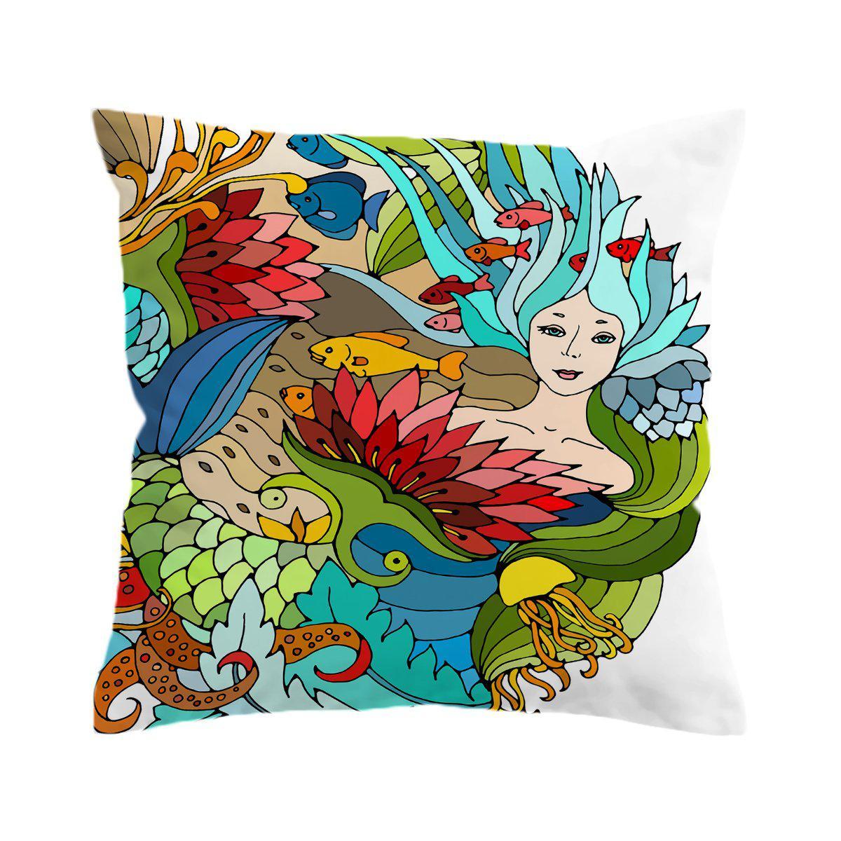 The Happy Mermaid Pillow Cover