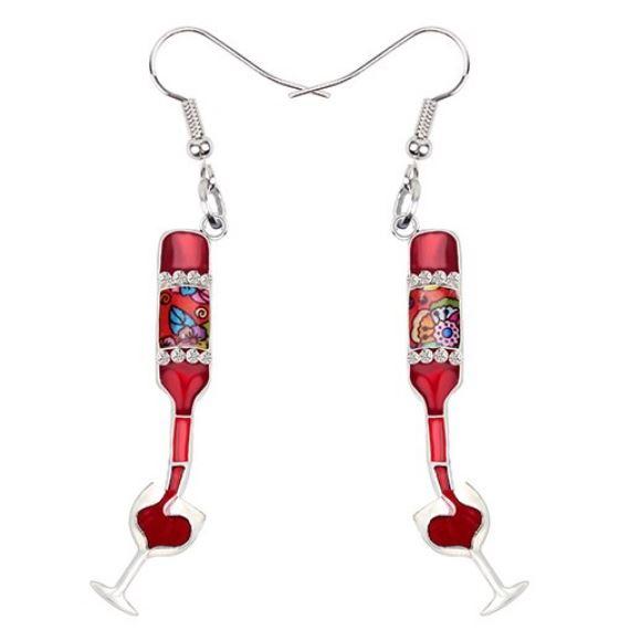 The Ocean and I and a Glass of Wine - Enamel Pendant Earrings