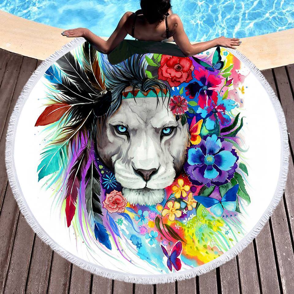 The Original Lion Vibes Round Beach Towel