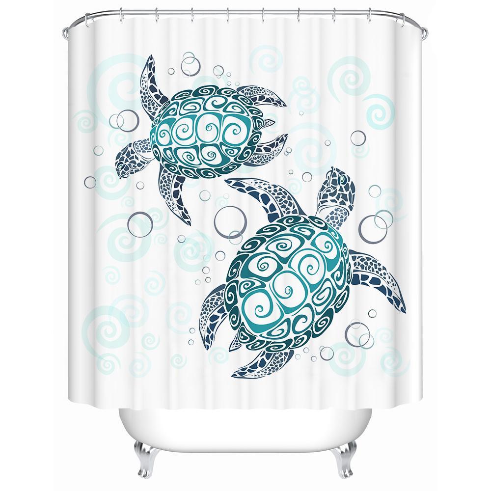 Sea Turtle Shower Curtain Green Ocean Turtle Beach Nautical
