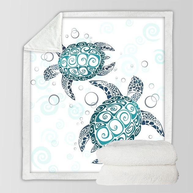 The Sea Turtle Twist Soft Sherpa Blanket