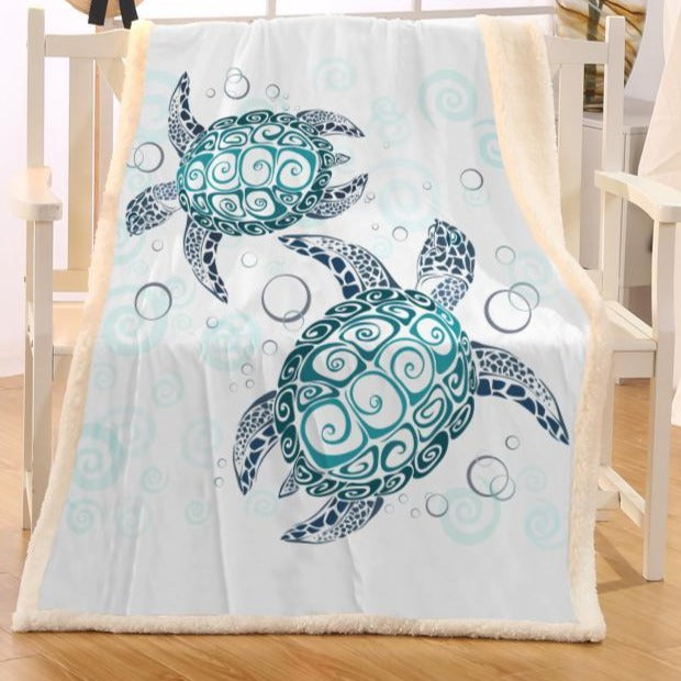 The Sea Turtle Twist Soft Sherpa Blanket