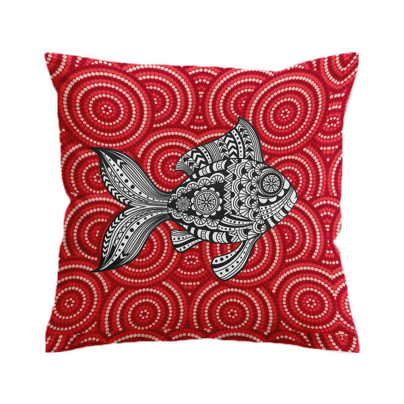 Tribal Fish Pillow Cover