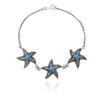 Triple Starfish with Blue Opal and Marcasite Sterling Silver Bracelet