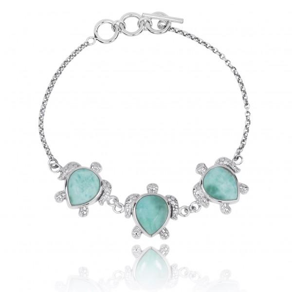 Sea Turtle Bracelet with Larimar
