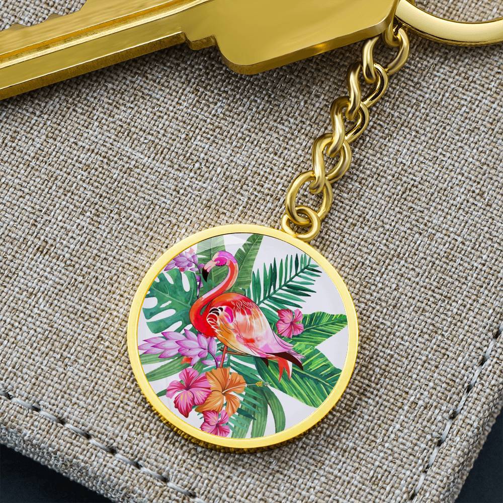 Tropical Flamingo Beachy Keychain