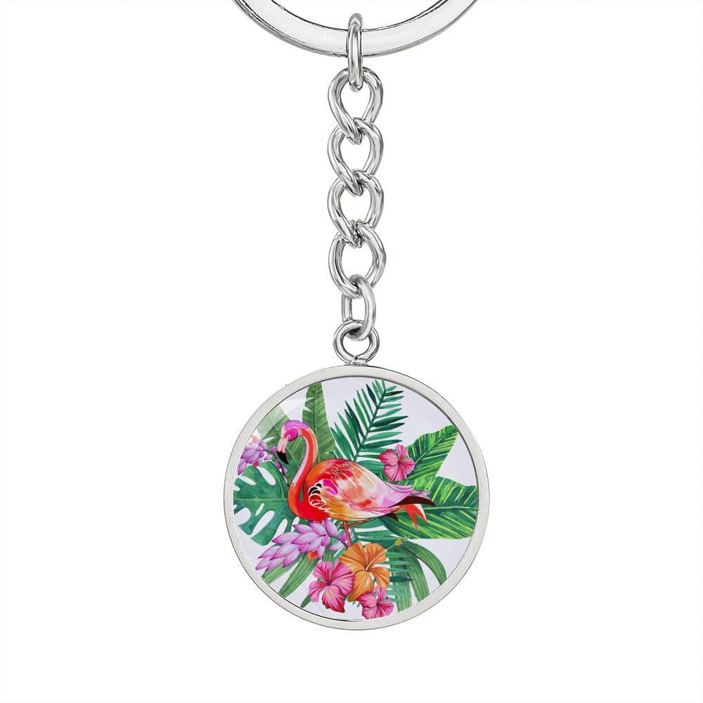 Tropical Flamingo Beachy Keychain
