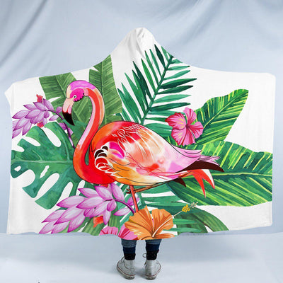 Tropical Flamingo Cozy Hooded Blanket