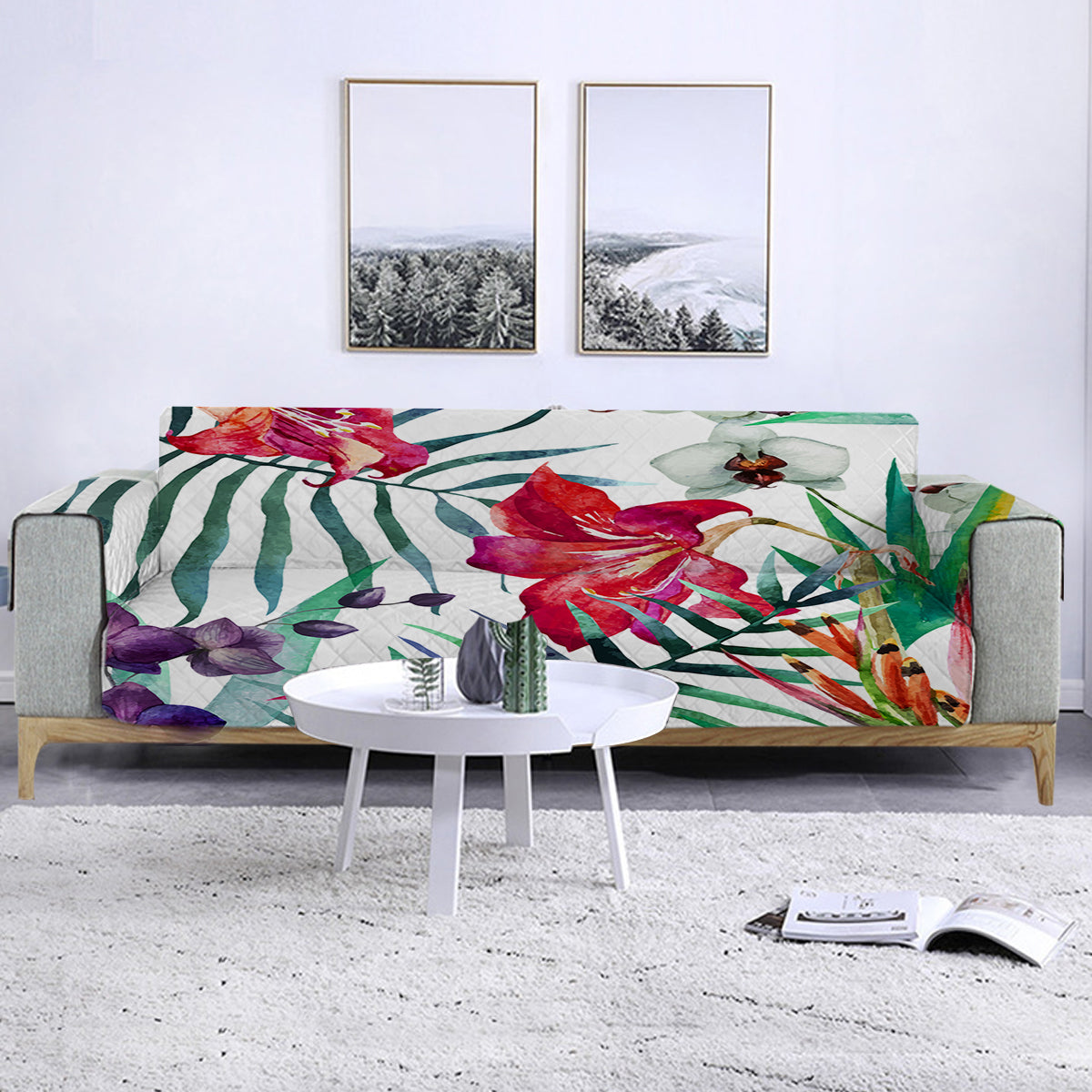 Tropical Floral Sofa Cover