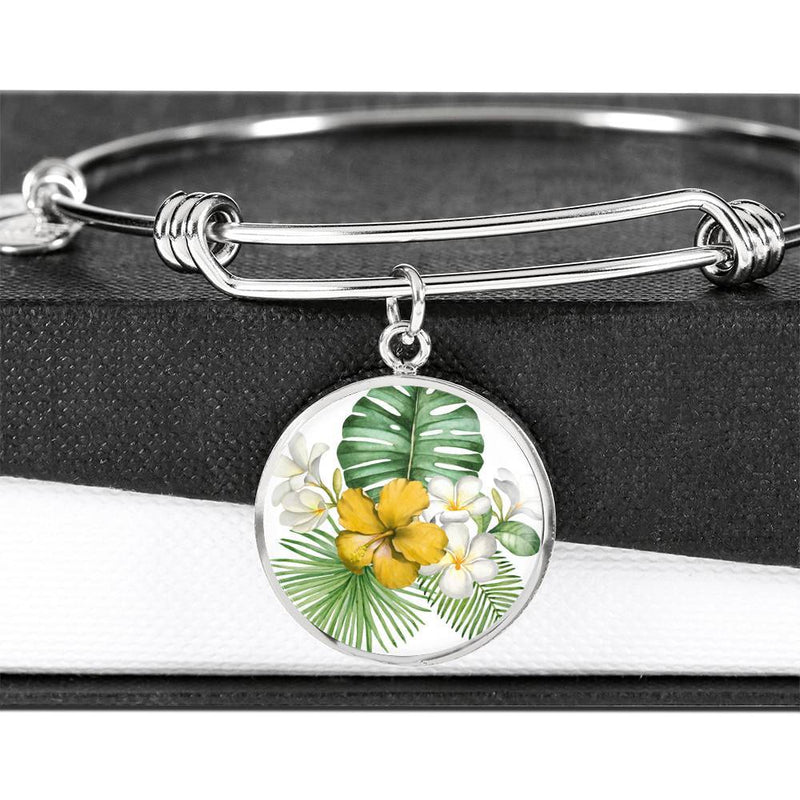 Tropical Flowers Bangle Bracelet
