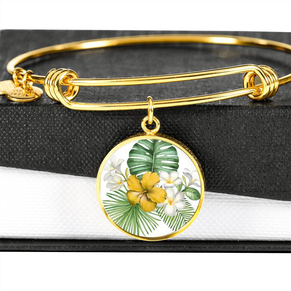 Tropical Flowers Bangle Bracelet