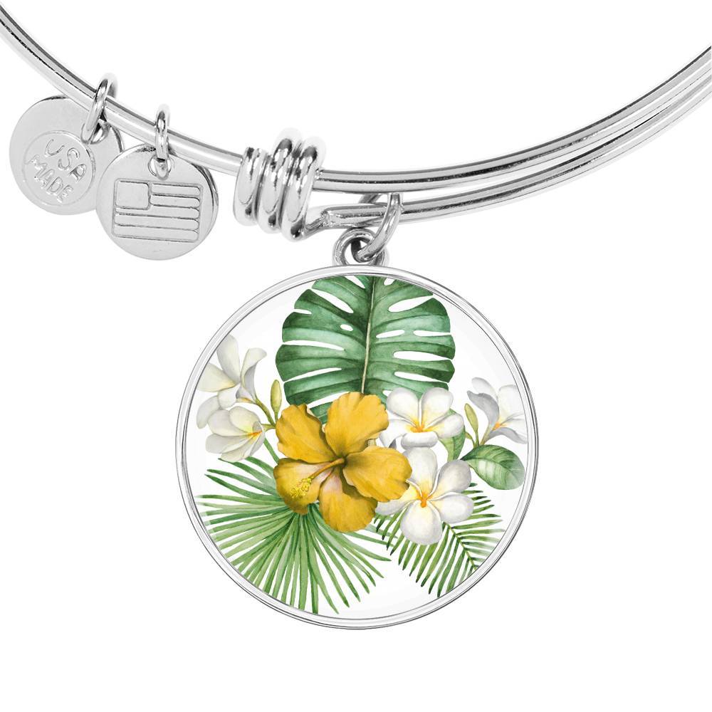 Tropical Flowers Bangle Bracelet