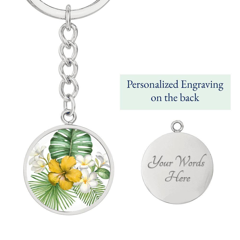 Tropical Flowers Beachy Keychain