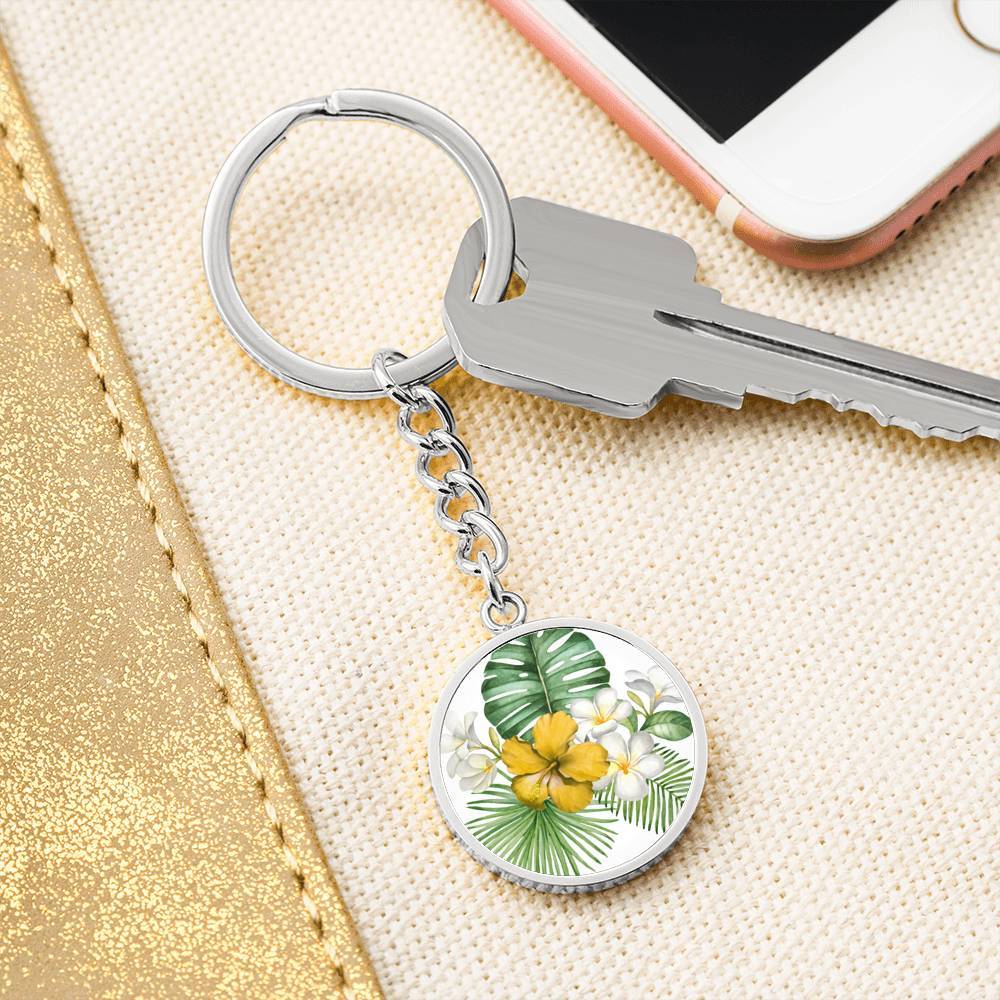 Tropical Flowers Beachy Keychain