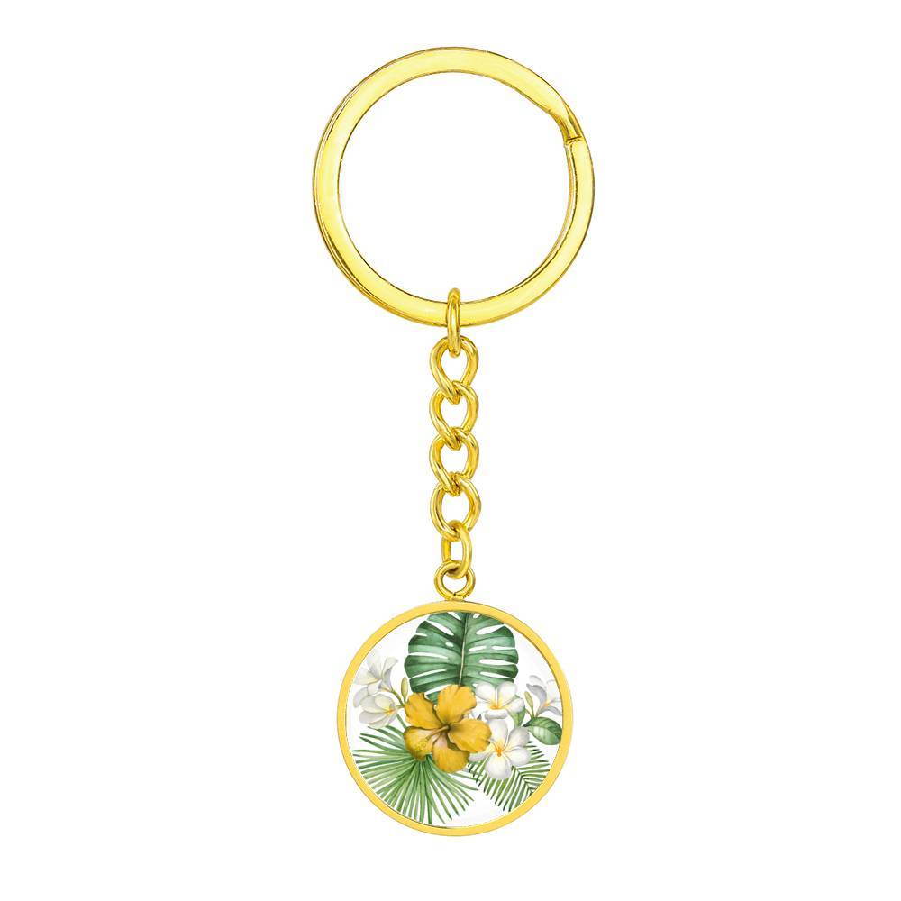 Tropical Flowers Beachy Keychain