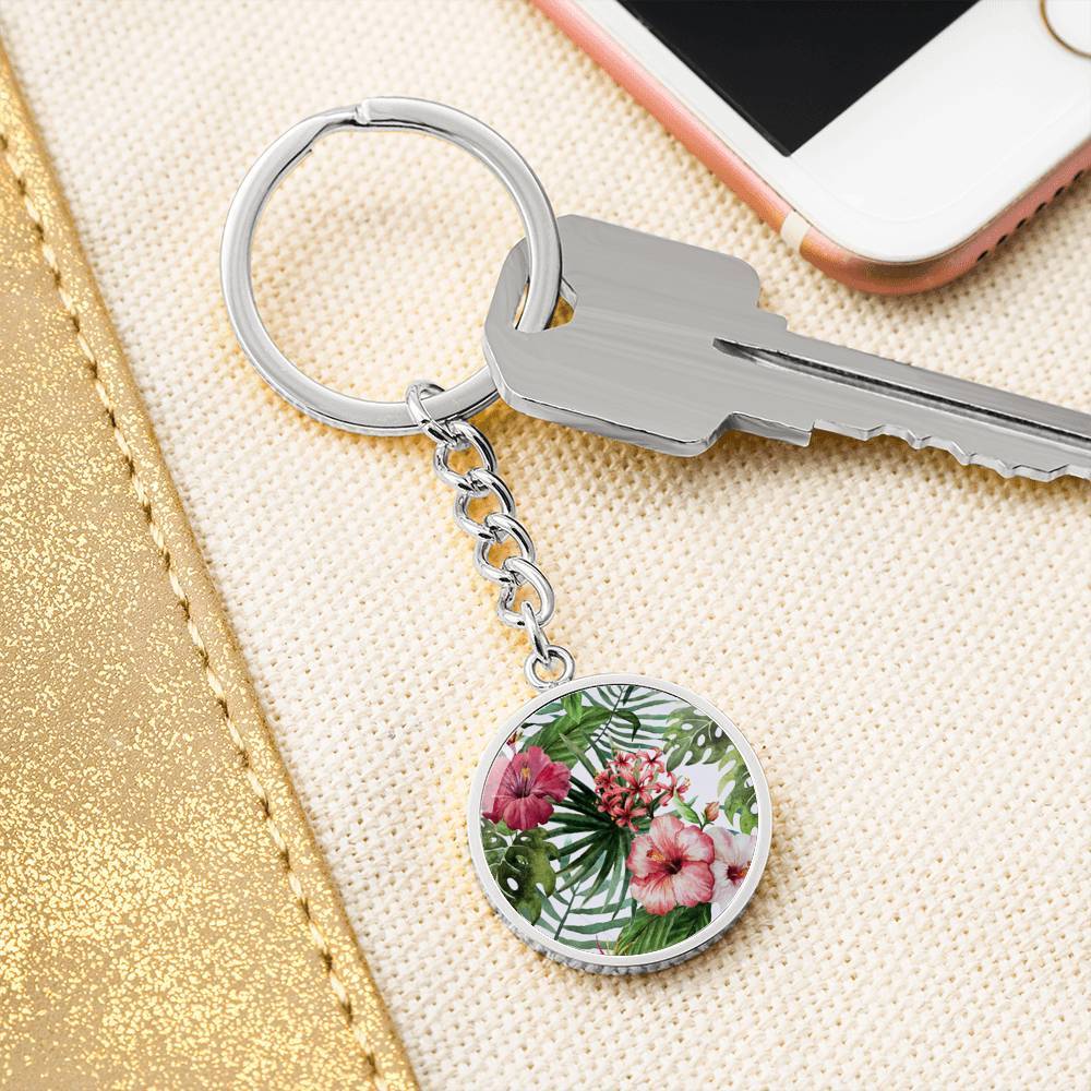 Tropical Hibiscus Beachy Keychain