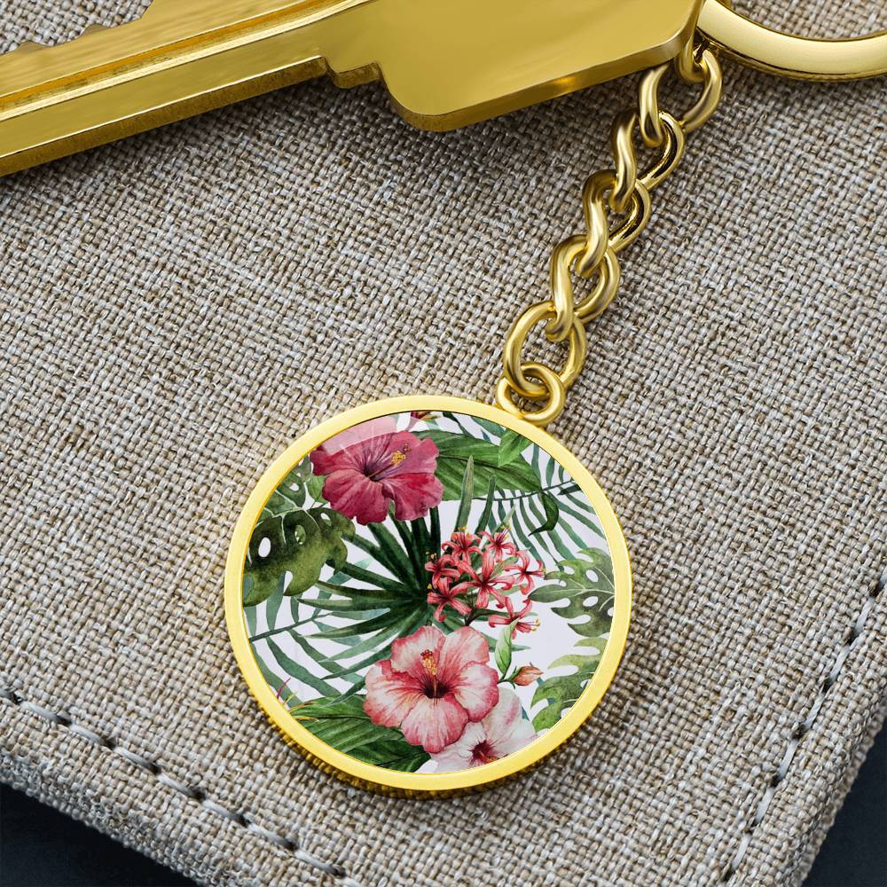 Tropical Hibiscus Beachy Keychain