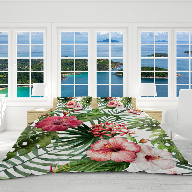 Tropical Hibiscus Reversible Bedcover Set