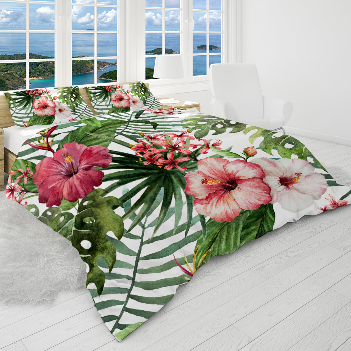 Tropical Hibiscus Reversible Bedcover Set