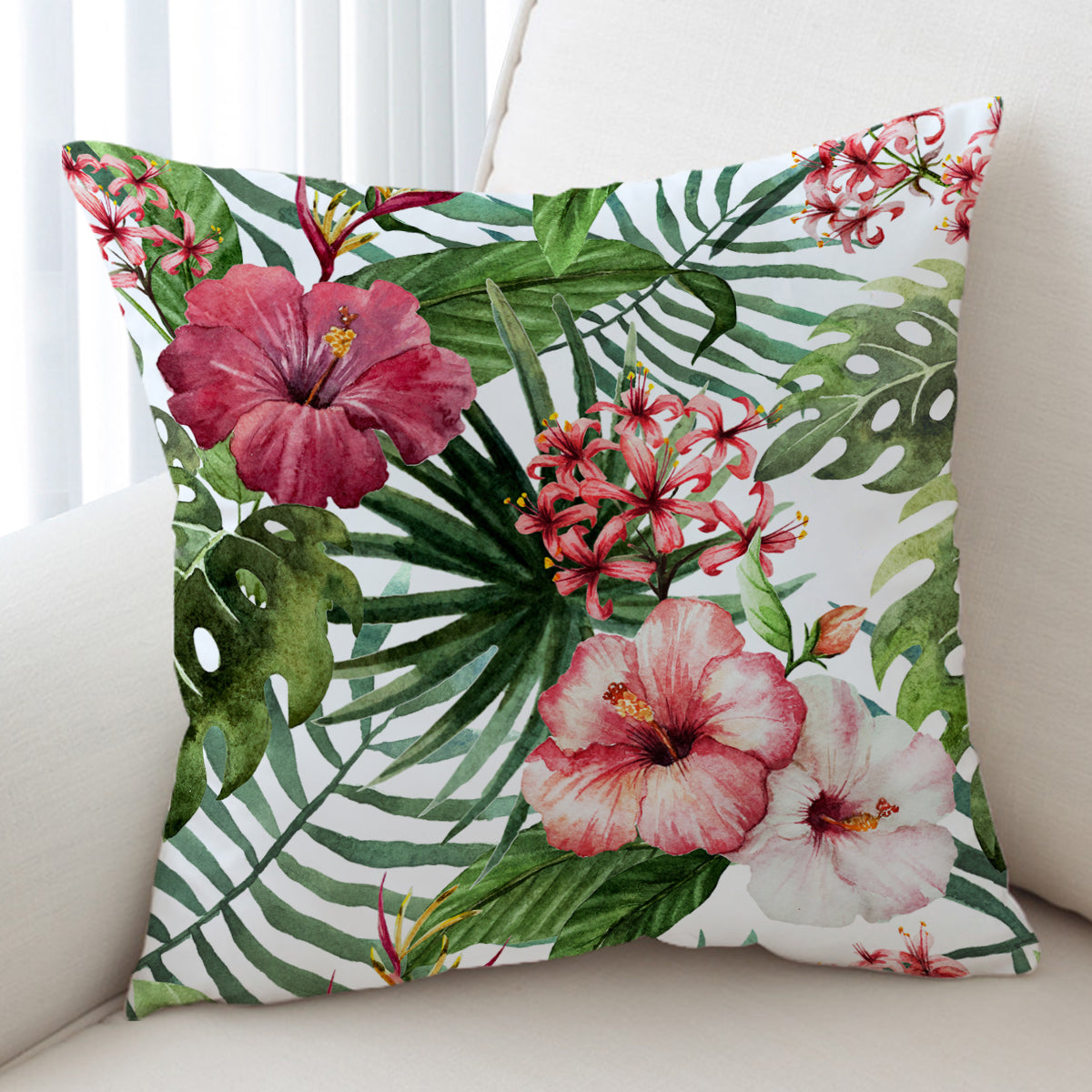 Tropical Hibiscus Comforter with Shams and Pillow Cover