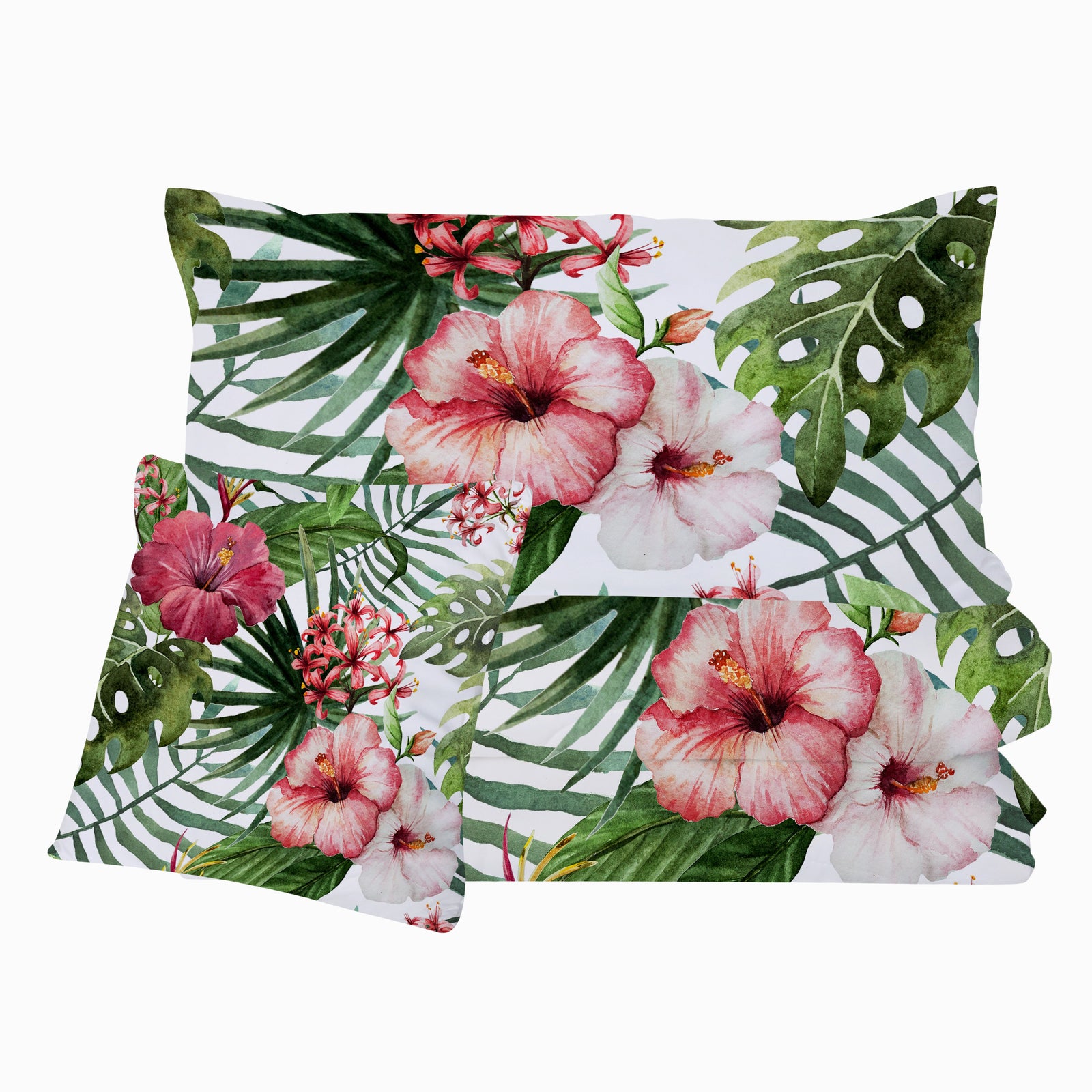 Tropical Hibiscus Comforter with Shams and Pillow Cover