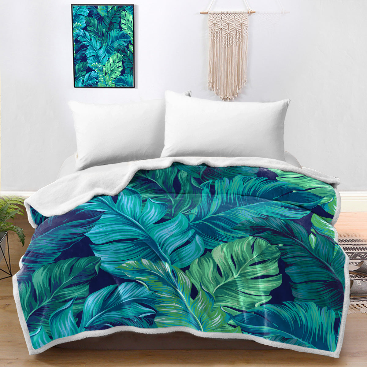 Tropical Leaves Bedspread Blanket