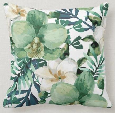 Tropical Orchid Flowers Pillow Cover