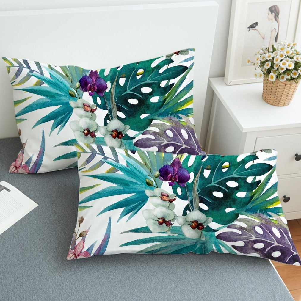 Tropical Orchids Reversible Bedcover Set