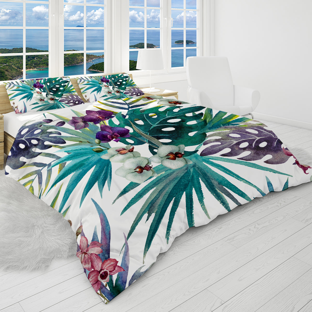 Tropical Orchids Reversible Bedcover Set